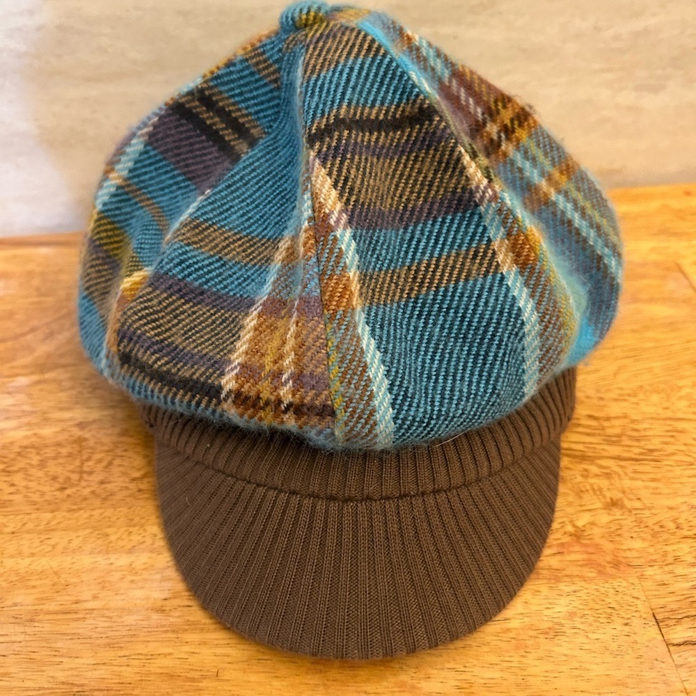 Steve Madden Brushed Plaid Cap with Brown Brim